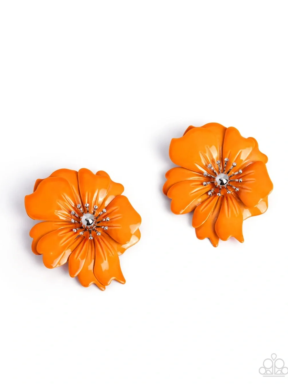 paparazzi Vibrant Orange Floral Clip-On Earrings